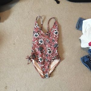 pink floral one-piece swimsuit